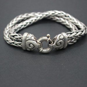 AUTHENTIC Zina Beverly Hills Double Chain Bracelet With Swirl Clasp 7.5"